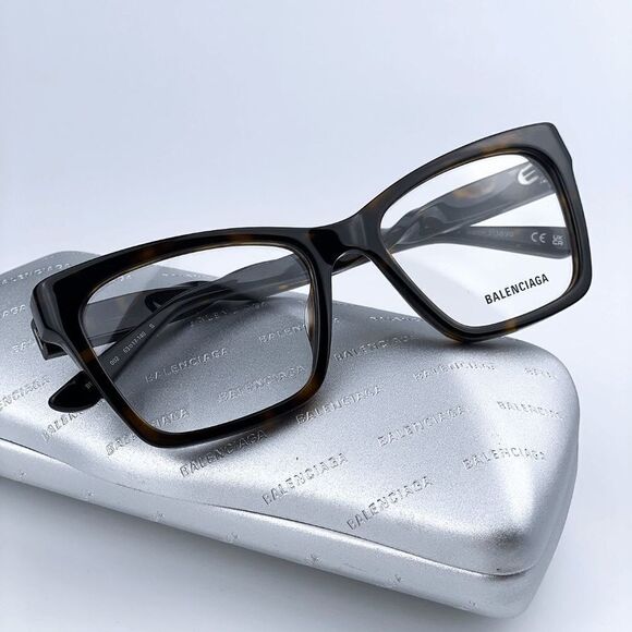NEW Balenciaga BB0210O 002 Havana Demo Cat Eye Women Eyeglasses - Picture 1 of 11